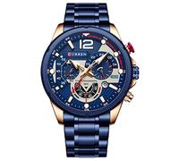 YONY Relojes para Hombre de primeras Marcas de Lujo Casual Acero Cuarzo Hombres Reloj de Negocios Deporte Masculino Impermeable Fecha cronógrafo-Oro Rosa Azul