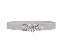 YooAi Cinturón de mujer para vestido, cinturón de cintura estrecha con diamantes de imitación de elastano, plata, XL: Passform für Taille 91.4cm - 101.6cm