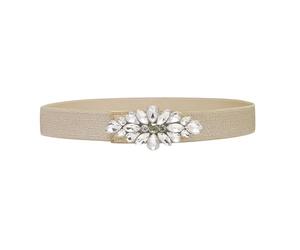 YooAi Cinturón de mujer para vestido, cinturón de cintura estrecha con diamantes de imitación de elastano, dorado, S: Passform für Taille 63.5cm - 71.1cm
