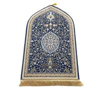 YOOCHUENG Alfombras de Oración Musulmanas,Alfombra Islámica de Franela,Alfombras de Oración Acolchada para el Ramadán,Alfombra para Rezar Islam,Azul