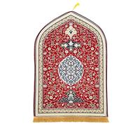 YOOCHUENG Alfombras de Oración Musulmanas,Alfombra Islámica de Franela,Alfombras de Oración Acolchada para el Ramadán,Alfombra para Rezar Islam,Rojo
