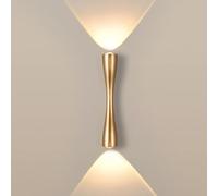 YOOCHUENG Aplique Up and Down Luces de Pared LED Doradas Creatividad Moderna Lámpara de Pared Pantalla de Lámpara de Metal para Garaje,Jardín Proch,Dormitorio,Al lado de[Luz Cálida,24CM]