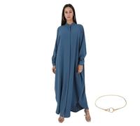 YOOCHUENG Vestidos de Oración para Mujeres Musulmanas - Talla Única XL(Equivale a Tallas UE 44-54),Abaya Jilbabs con Cintura Ajustable,Cómoda Recatada| para el Eid,Ramadan,Uso Diario,Bodas