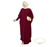YOOCHUENG Vestidos de Oración para Mujeres Musulmanas - Talla Única XL(Equivale a Tallas UE 44-54),Abaya Jilbabs con Cintura Ajustable,Cómoda Recatada| para el Eid,Ramadan,Uso Diario,Bodas