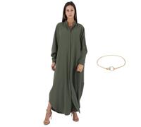 YOOCHUENG Vestidos de Oración para Mujeres Musulmanas - Talla Única XL(Equivale a Tallas UE 44-54),Abaya Jilbabs con Cintura Ajustable,Cómoda Recatada| para el Eid,Ramadan,Uso Diario,Bodas