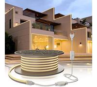 YOODI Neon LED Exterior 220V 15M,Impermeable IP65 Tiras LED Blanco Neutro 4000K Luces LED Flexible 120 LED/M Tira LED Incluido Fuente de Alimentación para Jardin Exterior Bar Interior