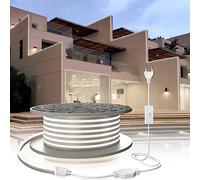 YOODI Tira LED 220V Strip Light 10M Exterior y Interior Impermeable Neón Flexible IP65 120 LED/M para Dormitorio Bar Hotel Patio Jardín Escaleras, con Adaptador y Controlador