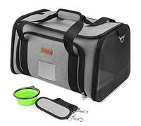 YOOFAN Transportín para Gatos,Transportador Plegable para Perros Aprobado por Aerolíneas,Transportador Portátil para Gatos, Perros,con Cuenco para Mascotas,Tapete Extraíble y Correa para el Hombro