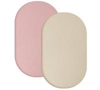 Yoofoss Juego de 2 Sábana Bajera Ajustable 42x82 cm 100% Algodón Muselina Sábanas Bajeras para Cuna Bebé Colchón Suave Protector (Beige Rosa)