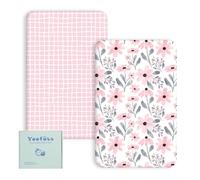 Yoofoss Juego de 2 Sábanas Bajeras Ajustables para Cuna de Bebé 60x120 cm Protector de Colchón Cubrecolchones Bebe Microfibra Suave y Transpirable para Cuna Sabanas Capazo Cubre Colchon