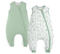 Yoofoss Paquete de 2 Saco de Dormir para Bebé con Pies de Verano 1.5 TOG Algodón Manta Envolvente para Dormir Cremalleras de 2 súper transpirable 90 cm para Niñas Niños 3-4 Años