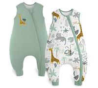 Yoofoss Paquete de 2 Saco de Dormir para Bebé con Pies de Verano 1.5 TOG Algodón Manta Envolvente para Dormir Cremalleras de 2 súper transpirable 90 cm para Niñas Niños 3-4 Años