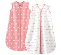 Yoofoss Paquete de 2 Saco de Dormir para Bébé de Verano 1.0 TOG 100% Algodón transpirable Saco de Dormir 84 cm para Neutral Niñas Niños 12-18 Meses