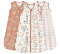 Yoofoss Paquete de 3 Saco de Dormir para Bébé de Verano 100% Algodón 0.5 TOG Cremalleras de 2 Transpirable Saco de Dormir 78 cm para Niñas Niños 6-12 Meses