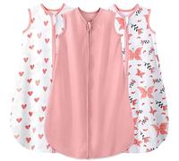 Yoofoss Paquete de 3 Saco de Dormir para Bébé de Verano 100% Algodón 0.5 TOG Cremalleras de 2 Transpirable Saco de Dormir 90 cm para Niñas Niños 18-24 Meses