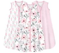 Yoofoss Paquete de 3 Saco de Dormir para Bébé de Verano 100% Algodón 0.5 TOG Cremalleras de 2 Transpirable Saco de Dormir 67 cm para Niñas Niños 0-6 Meses
