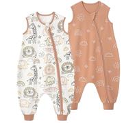 Yoofoss Saco de Dormir Bebe Verano con Piernas 0.5 TOG 100cm/4-6 años, Paquete de 2, 100% Algodón Transpirable Neutral Niñas Niños
