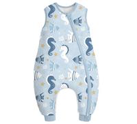 Yoofoss Saco de Dormir para Bebé con Pies de Invierno Algodón 2.5 TOG Algodón Manta Envolvente para Dormir Cremalleras de 2 Súper Cálido 90 cm para Niñas Niños 3-4 Años