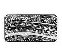 Yoogain Alfombra retro de pelo bajo White Black Lines, 39 x 20 pulgadas
