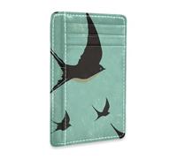 Yoogain Billeteras delgadas de cuero con patrón de golondrina negra retro para mujer con ranura para dinero en efectivo, bloqueo RFID, tarjetero para hombres y mujeres