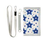 Yoogain Blue Stars Dot Blue - Cartera de tres pliegues para hombre y mujer, carteras minimalistas con cordón, Estrellas azules lunares azules, 1 size, Moda