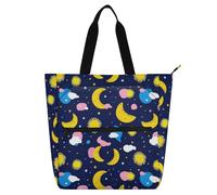 Yoogain Bolsa de libros para niños, niñas y mujeres, divertido paraíso, sol, luna, resistente al agua, bolsa de mano para profesores, bolsa de biblioteca para la escuela y el tiempo de juego