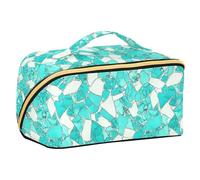 Yoogain Bolsa de viaje de fragmentos de vidrio blanco verdoso con divisores, capacidad esencial, bolsa de cosméticos de viaje, accesorios de tamaño de viaje