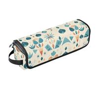 Yoogain Bolsa de viaje para herramientas para el cabello para mujer con alfombrilla de hierro, impermeable, portátil, abierta, plana, para planchas, alisadores, rizadores, formas geométricas retro