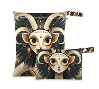Yoogain Bolsa húmeda reutilizable, paquete de 2 bolsas húmedas para traje de baño con asas para gimnasio (divertido tarot de diosa animal)