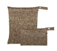 Yoogain Bolsa lavable para natación, paquete de 2 artículos esenciales de viaje para volar con asas para gimnasio (Fake Dark Tan Glitter)
