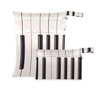 Yoogain Bolsa reutilizable para tela, paquete de 2 artículos esenciales de viaje para volar con asas para pañales de bebé (Simple Line Art Black White Piano Keys)