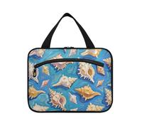Yoogain Bolsas colgantes para mujer, impermeables, con gancho, diseño unisex de gran capacidad, para viajes, imprescindibles, cruceros, bolsos para hombre, talla L, Pintura al óleo con concha azul mar