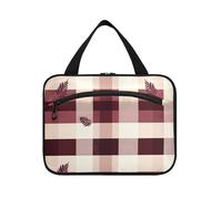Yoogain Bolsas de cosméticos de viaje colgantes para mujer con gancho, accesorios de diseño, bolsa organizadora de maquillaje para viajes, maquillaje, cruceros, kit de mujer, L, Buffalo Plaid Check