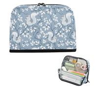 Yoogain Bolsas de maquillaje de gran capacidad, organizador de papelería grande para mujer, suministros escolares de grado William Morris, ardilla, color azul bebé