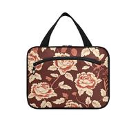Yoogain Bolsas de maquillaje de viaje colgantes de flores rojas con gancho, kit de afeitado expandibles para hombres y mujeres, envase de viaje para perfume de L, Flores rojas, L