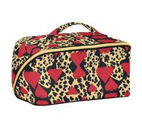 Yoogain Bolsas de maquillaje Texas Hold'em con divisores, bolsa de maquillaje grande portátil con compartimentos y asa