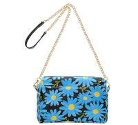 Yoogain Bolsos cruzados pequeños Art Deco con diseño de margaritas azules fluorescentes para mujer, de cuero vegano, bolsos casuales impermeables para mujer