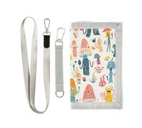 Yoogain Bonita cartera minimalista con diseño de plantas de monstruos para tarjetas de crédito con cordón, Lindo monstruo de dibujos animados, 1 size, Moda