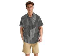 Yoogain Camisas abstractas de manga corta con botones para hombre, color gris oscuro, para vacaciones y ocio, viajes, tallas S-3XL, Textura abstracta de fragmentos gris oscuro, XL