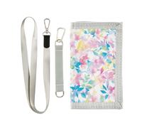 Yoogain Cartera de tarjetas con diseño de hojas de acuarela, color rojo y azul claro para hombres, regalos para jóvenes con cordón, Acuarela Art Leaves Light Red Blue, 1 size, Moda