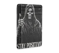 Yoogain Cartera delgada de piel con diseño de calavera de Dios de la Muerte para mujer, con ventana de identificación, bloqueo RFID, inserciones para tarjetas de crédito para hombres y mujeres