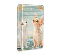 Yoogain Cartera delgada de piel con diseño de dibujos animados Devon Rex Cats A River para mujer, con ranura para efectivo, bloqueo RFID, tarjetero para hombres y mujeres