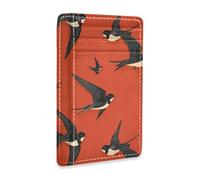 Yoogain Cartera pequeña de cuero retro para mujer, diseño de golondrina negra, con ranura para efectivo, tarjetero con bloqueo RFID, para hombres y mujeres