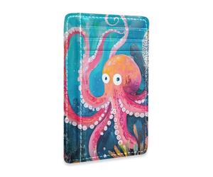 Yoogain Cartera pequeña de piel para hombre, diseño de animales escondidos en el arrecife de coral, ultrafina, con ventana de identificación, bloqueo RFID, tarjetero delgado para hombres y mujeres