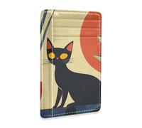 Yoogain Cat Simple Lines - Cartera delgada de piel con ranura para dinero en efectivo, bloqueo RFID, cartera para tarjetas de crédito para hombres y mujeres