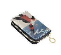 Yoogain Chinese Tale Jingwei - Tarjetero de piel con 9 ranuras para tarjetas, tarjetero con bloqueo RFID para mujer con cremallera