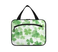 Yoogain Clover St Leaf - Bolsas de maquillaje de viaje colgantes con gancho, bolsa de afeitado lavable de diseño para hombres para viajes, neceser de viaje, bolsas para maquillaje, L, trébol hoja de