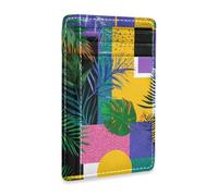 Yoogain Colorido Geometic Tropical Leaves Abstract Leather Ultra Slim Wallet with Money Clip RFID Blocking credit card case for men and women