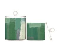 Yoogain Contenedores de plástico transparente para pintura artística de tinta verde, blanca y gris para almacenamiento con tapa, tocador, esenciales, contenedor de almacenamiento decorativo para