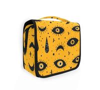 Yoogain Dancing Eyes - Bolsas de viaje para mujer, color naranja, con gancho para colgar, bolsas de maquillaje portátiles verticales independientes